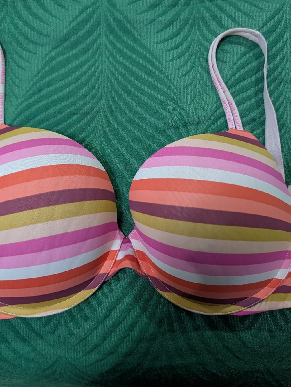 Victoria's Secret Striped Push-Up Bra - Pink, Orange, Yellow, Cream
